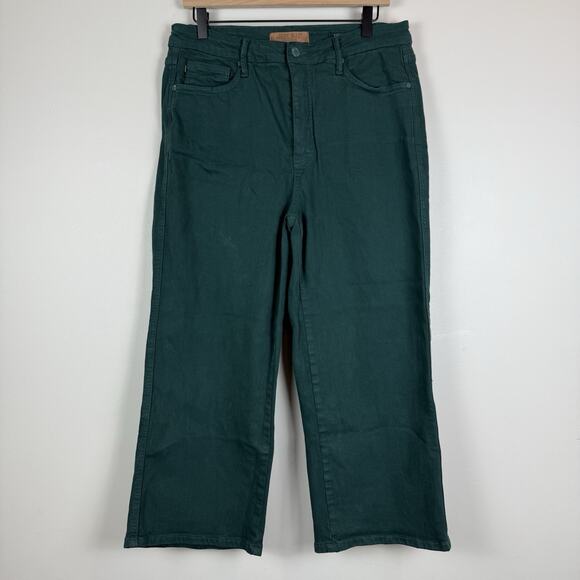 Judy Blue Jeans Womens 15/32 Teal High Rise Wide Leg Crop Tummy Control JB88806 - Picture 1 of 10